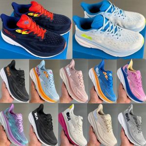 Hoka One McLifton 9 Geniş Erkek Kadınlar Koşu Ayakkabı NZ Maori Üçlü Black Beyaz Mavi Sarı Turuncu Pembe Hilking Sneaker Platformu Gri Mor 8 Karbon 2 Spor Eğitmeni