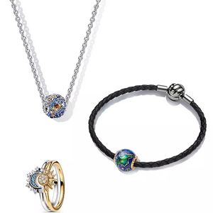 Damen Designer-Schmuck-Armband, Sonne, Mond, Ringe, Erde, Halskette, DIY, passend für Pandora-Armbänder, Halskette, Ohrringe, Mode, hochwertiges Party-Geschenk