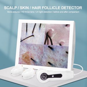 Yüz Bakım Cihazları 15inch LCD Scalpsines Saç Folikül Dedektörü Ultra HD UV Test Analizi Analyifier Professional 50x200X Cilt Analizörü 230728