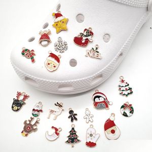 Ayakkabı Parçaları Aksesuarlar Alaşım Noel Bling Dekorasyon Cazibesi Jibitz Toka Tokalar için Toka Tutma Tutma Tutma Bileklik Button Snowflak Serisi Rastgele