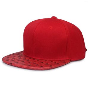 Ball Caps Klasik Snapback Şapka Boş Kapak Düz Vizör Devekuşu Dokunma Sahte Deri Strapback Erkekler İçin Ayarlanabilir Şapkalar
