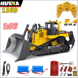 Elektrikli RC Araba Huina 1569 RC Buldozer 1 16 8CH uzaktan kumanda kamyonu 2 4G Radyo Mühendislik Aracı Çocuk Hobi Oyuncakları Hediyeler 230728