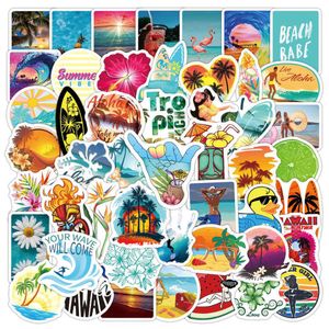 10 50pcs Açık Hawaii Sörf Etiketleri Yaz Tropikal Plajı Sörf Su Geçirmez Diy Sörf Tahtası Araba Kaykay Çıkış Sticker CAR192W