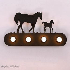 Настенная лампа промышленная винтажная железная лошадь светодиодная светодиодная лампа ресторанная бара фойя спальня Wandlamp