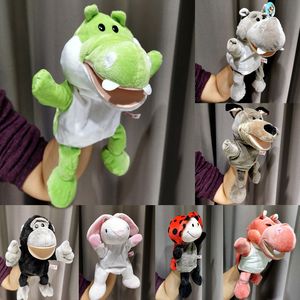 Puppets 30cm Legged Animal Hand Puppet Plush Toys Wolf Lion Panda Raccoon Hand Puppets Educational Story Doll Toy 230729