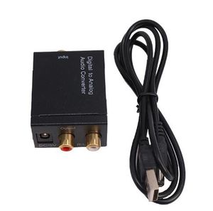 Dijital Adaptador Optik Koaksiyel RCA TOSLINK Sinyaline Analog Ses Dönüştürücü Adaptörü OD2.2 Fiber Optik Ses Hattı için Perakende Paket Kutusu ile USB Şarj Kablosu DHL