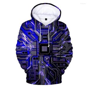 Erkek Hoodies Elektronik Çip 3D Baskı Komik Erkekler Bayanlar Hoodie Günlük Sıradan Moda Kazak Unisex Hip Hop Büyük boyutlu