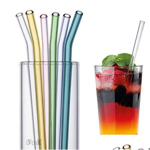 Drinking Straws Reusable Glass Sts Eco-Friendly For Smoothie Milkshakes Tea Juice Cocktail St With Brush Mti Color Mixed Drop Delivery Dhynb