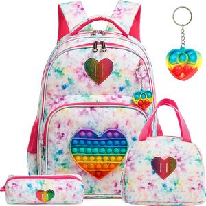Backpacks Bikab School Bags 3 In 1 Kids Bags for Girls Kawaii Backpack Waterproof Children School Bags for Girl 16" Bags for Girls Set Bag 230729