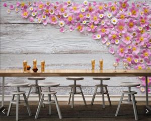Duvar Kağıtları Papel De Parede Ahşap Talzeler Yapraklar Çiçekler Po Poards 3D Duvar Kağıdı Oturma Odası Yatak Odası TV Duvar Mutfak Kafe Bar
