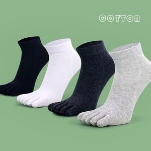 Erkek Çorap Toe Socks Erkekler Pamuk Beş Parmak Çoraplar Nefes Alabilir Kısa Ayak Bileği Mürettebat Çoraplar Spor Çalışan Düz Renkli Siyah Beyaz Gri Erkek Sox 230729
