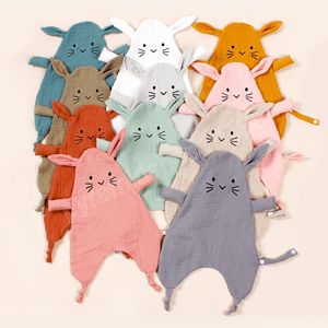 2 Layers Soft Cotton Muslin Baby Bib Stuff Cat Doll Newborn Appease Towel Security Blanket Baby Sleeping Cuddling Towel Facecloth