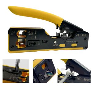 SR RJ45 Crimp Tool Pass Through Cat5 Cat5e Cat6 Crimping Tool for RJ45/RJ12 Regular and End-Pass-Through connectors