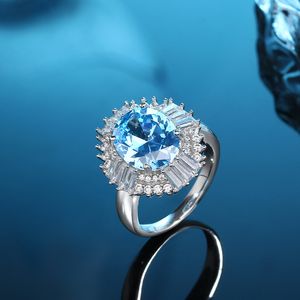 Кольцо из стерлингового серебра 925 пробы с бриллиантами, ослепительное сапфировое кольцо, женские модные аксессуары, женские ювелирные изделия, подарок, производитель, оптовая продажа