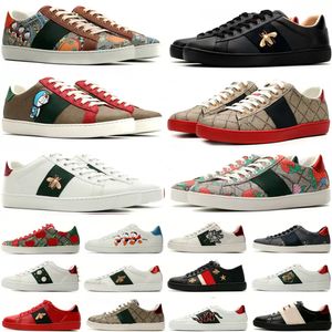 Classic Designer Shoes Women Cartoon Casual Shoes Bee Ace Genuine Leather Canvas Embroidery Print Stripes Classic Men White Green Stripes Jogging Shoe