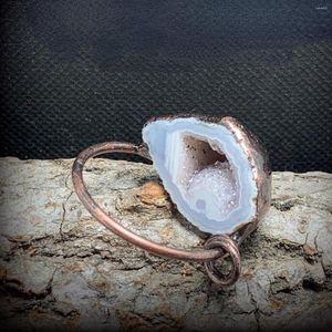 Kolye Kolyeleri Doğal Agate Geode Yumurta Antik Bakır Vintage Takılar, iyileştirici kristal taş druzy bronz mücevher
