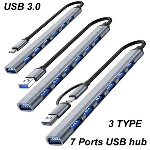 7 bağlantı noktası USB Tip C 3.0/3.1 HUB Çoklu Ayrıştırıcı Adaptör OTG PC Dizüstü Mobil Sabit Disk Kartı Okuyucu için USB Güç Adaptörü