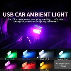 USB Fişleri LED Işıklar Araba Ortam Lambası İç Dekorasyon Atmosfer Işıkları Araç Aksesuar Mini USB LED Ampul Odası Gecesi Light213F