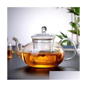 Çaydanlık Yüksek Kaliteye Dayanıklı Cam Çiçek Çay Potu Pratik Şişe Teapup Teapot ile Infuser Yaprak Bitkisel Kahve Damla Teslimat Dhwye