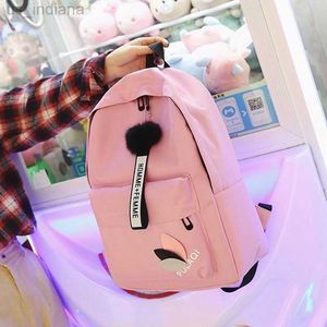 Okul Çantaları Kadınlar Sırt Çantası Kadın Erkekler 2023 Tasarımcı Basit Pembe Kore Moda Ucuz Backpack Okul Siyah Tuval Dikiş Okul Çantası Z230801