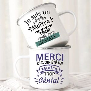 Tumblers Merci Maitre Printed Mugs Creative Coffee Tea Cups выпить водяное молоко эмалевое кружевное кружек школьная ручка для домашнего рубрика подарки для учителя 230731