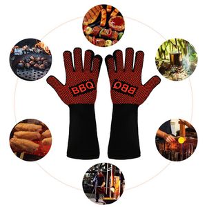 Fırın Mitts 1Pair Barbekü Eldivenleri Yüksek Sıcaklık Direnç 500 800 Derece Fireproof Barbekü Isı Yalıtım Mikrodalga 230731