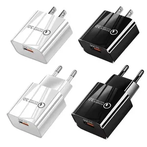 Qualcomm 3.0 Quick Charge Charge Fast Charging US Pluge Plug Plug Clop Charger 5V/3A 9V/2A 12V/1.6A محول لـ iPhone لـ Samsung LG Huawei 100pcs/Up