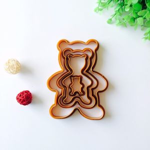 Pişirme Kalıpları 4 PCSlot Bear Bisküvi Kalıp Çerez Kesici Tost Gıda Sınıfı Plastik Fondan Kek Dekorasyonu E070 230731