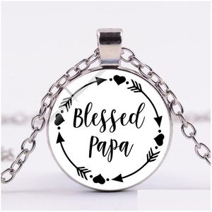 Collane con ciondolo Collana Beata Mama Papa Semplice Lettera Stampa Vetro Sier placcato Maglione Catena Padri Festa della mamma Migliori regali Drop D Dhpzr