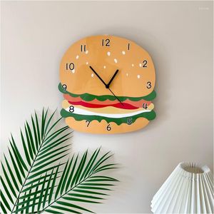Duvar Saatleri Hamburger dekorasyon Duvara monte saat fast food restoran kızarmış tavuk dükkanı anaokulu kişilik asılı saatler