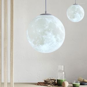 Pendelleuchten Nordic 3D-Druck Mond Kronleuchter Lampe für Wohnzimmer Esszimmer Moderne LED-Licht Kinder Schlafzimmer Haus Deceration