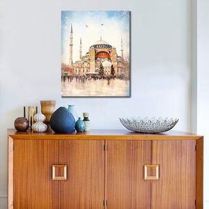 Всемирно известное здание Софийский собор Стамбул Турция карандашный рисунок искусство печать на холсте картина постер для обеденного Настенного декора