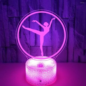 Gece Işıkları Dancing Ballet 3d Illusion Lamba LED Işık Oda Dekoru Dokunma Uzaktan Kumanda Masa Kızlar İçin Noel Hediyesi Gece Işığı