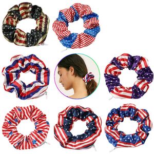 Scrunchies Zipper Rainbow Haintail держатель для волос полосатой звездной лазерной повязкой USA флаг -галстуки веревочные полосы волос Женщины Эластичные аксессуары для волос BC555