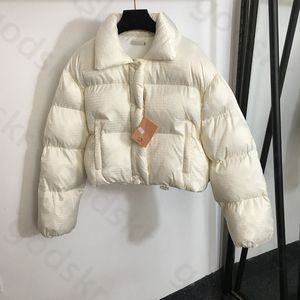 Yakel baskı ceket kadınlar tasarımcı gevşek düğme ısınma ceket klasik mektup kış ceketi kısa pamuk giyim rüzgar kırdı