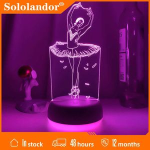 Gece Işıkları Bale Dancer 3D Masa Lamba İllüzyon Sanat Gece Lambası Ballerinator USB LED aydınlatma Ev Dekora Luminaria Masa Işık Çocuk Oyuncak Hediyesi P230331