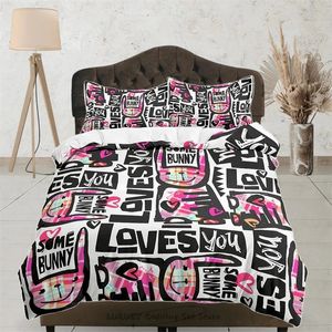 Conjuntos de cama Love You Pink Bedding Duvet Cover Set Fronha Zipper Bedding Dorm Bedding Adolescentes Adulto Duvet King Queen Full Twin Single 231101