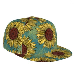 Top kapakları çiçek açan ayçiçeği beyzbol şapkası rahat güneş şapkası zarif etnik stil moda sahne hip hop kadın erkekler