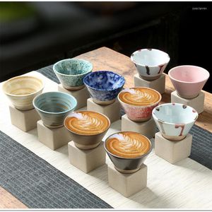 Cups Saucers Ceramic Coffee Cup Rough Pottery Tea Creative Retro Japanese Latte Pull Flower Porcelain Hom Decor Gift Mug