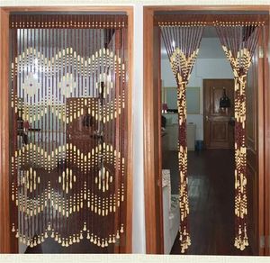 Rideau perles pour porte bois bambou fait à la main cloison diviseur salon chambre chaîne vague frange rideaux décor à la maison 231101
