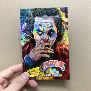 Palyaço Joker Ambalaj Çantaları Backwoods 5 Tatlı Aromatik Tüm Doğal Yaprak Sargısı Yeniden Yerleştirilebilir Mylar Plastik Paket Edibles Paketi