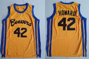 Yüksek/En İyi Erkekler 42 Scott Howard Forma Moive Basketbol Beacon Beavers Forma Sarı Amerikan Film Versiyonu Devlet Ucuz dikişli kalite