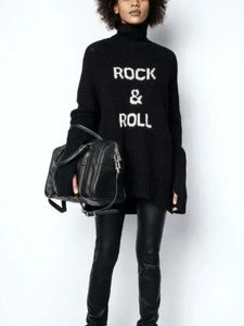 Women's Sweaters 100 Cashmere Autumn Winter Women Turtleneck Sweater 2023 Black White Letter Alma Rock Female Tops Jumper 231031