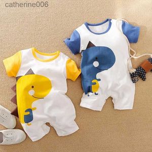 Jumpsuits 3month To 2-year-old Baby Costume Boys Cartoon Dinosaur Rompers Summer Clothing Toddler Short Sleeved Onesie Infantil JumpsuitL231101