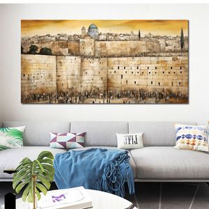 Canvas poster fotoğraf resmi baskı batı duvar namazı sahne Kudüs'te oturma odası duvar dekor için çerçeveli resim