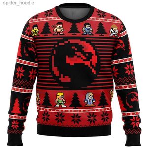 Erkek Hoodies Sweatshirts Mortal Kombat Onu Çirkin Noel Kazak Hediyesi Noel Baba Kazak Erkekler 3D Sweatshirt ve En İyi Sonbahar ve Kış Bezi L231101