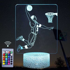 Gece Işıkları Basketbol Slam Dunk 3D Lamba Akrilik USB LED GECE IŞIKLAR NEON İNCELEME Noel Dekorasyonları Ev Yatak Odası Doğum Günü Hediyeleri P230331
