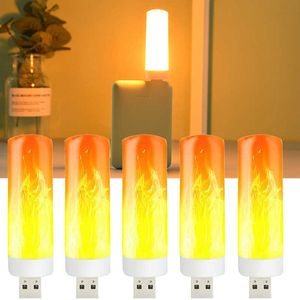 Night Lights USB Flame Lamp Computer Power Bank Flickering LED Light Portable Retro Indoor Atmosphere Lighting Lamp Bedroom Night Light P230331