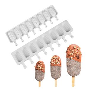 8 delikli dondurma silikon kalıp tatlı dondurucu meyve meyve popsicle üreticisi kalıp diy ev yapımı dondurma aletleri