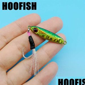 Yem cazip 10 adet/lot mini jig, tek kanca ile 5.5g/35mm 8 maddeler kaşık metal yapay lures mikrojiging balıkçılık tac dhbsw